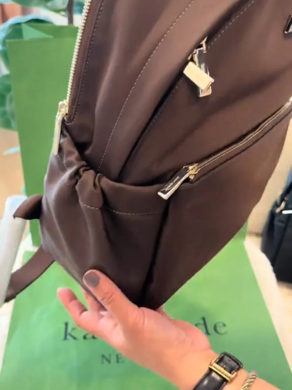 Kate Spade New York Carter Nylon Medium Dome Backpack in Hot Fudge